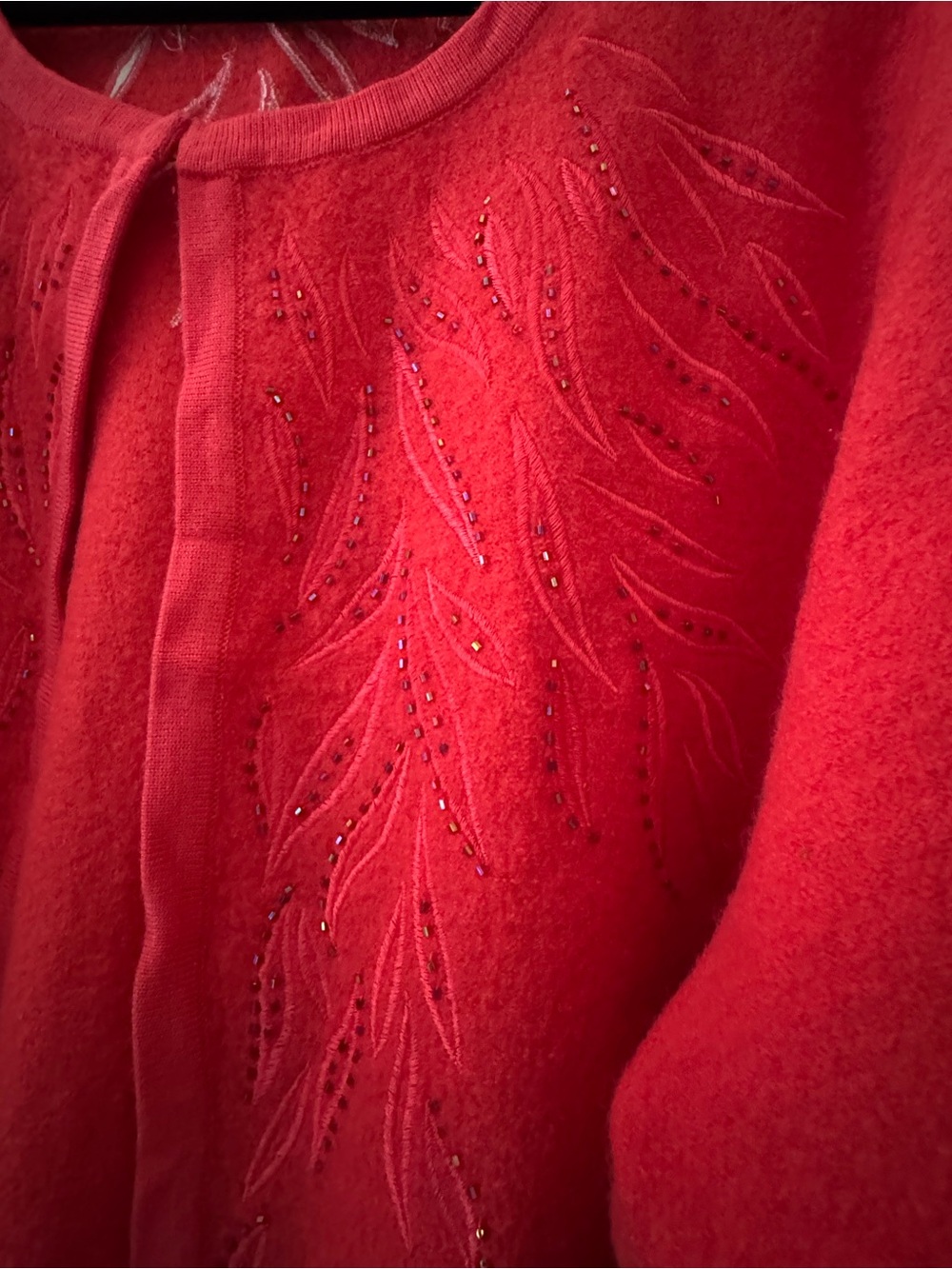 Victor Costa Vibrant Red/Orange Embroidered Open-Front Cardigan Size 2x - Picture 3 of 5